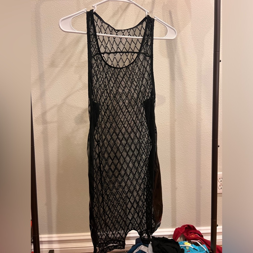 Sheer Fishnet Men’s Body Suit Boxer Brief